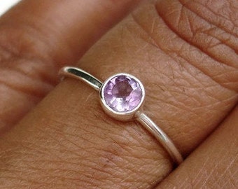 Dainty Amethyst Ring, Gemstone Stacking Ring, 925 Sterling Silver, Engagement Ring, February Birthstone, Purple Gemstone, Mistry Gems, R21A