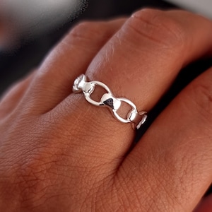 Silver Horse Bit Snaffle Equestrian Ring, 925 Sterling Silver, 25th Anniversary Gift for Her, Unusual Silver Thumb Ring, Mistry Gems, R20A