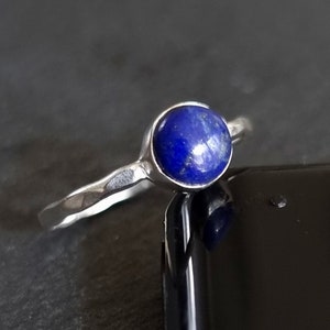 Lapis Lazuli Ring, 6mm Round Stone 925 Silver Stacking Ring, Solitaire Engagement Ring, September Birthday, Blue Gemstone, Mistry Gems,R11LL image 4