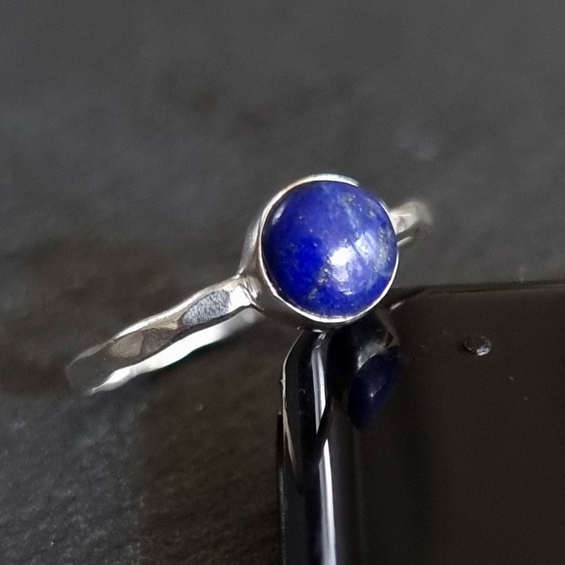 Lapis Lazuli Ring, 6mm Round Stone 925 Silver Stacking Ring, Solitaire Engagement Ring, September Birthday, Blue Gemstone, Mistry Gems,R11LL image 4