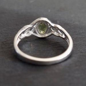Unisex Sterling Silver Celtic Knot Peridot Ring, August Birthstone Gift, Celtic Weave Pagan Ring, Boho Green Gemstone Ring, R33P image 9