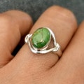 Green Copper Turquoise Ring, Oval 925 Silver Ring, December Birthstone, Green Gemstone Ring, Silver Ring, Boho Rings, Mistry Gems, R13GCT