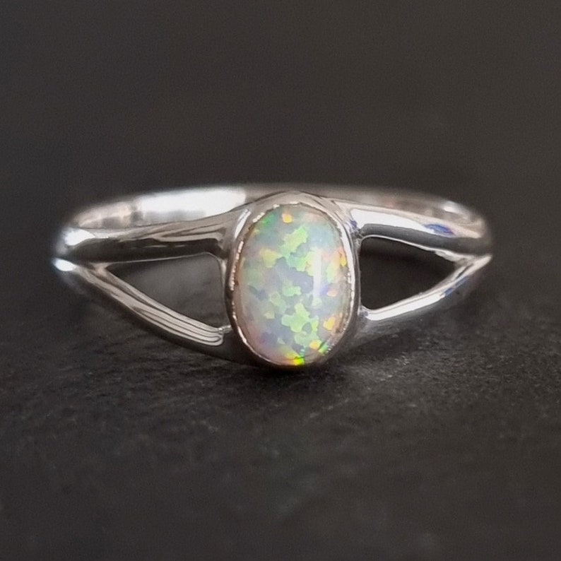 Small White Opal Ring, Oval 925 Silver Sterling Silver, October ...