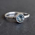 Blue Topaz Ring, Round Gemstone Silver Stacking Ring, Solitaire Ring, Engagement Ring, November Birthstone, Blue Gemstone, Mistry Gems,R11BT