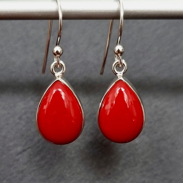 Natural Red Coral Bead Jewelry Set - 18" Necklace & Earrings, 6-14mm Round Beads, Silver Plated 7 thumbnail image