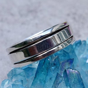 Unisex Narrow Band Sterling Silver Ring, This Ring DOESN&#39;T Spin, 6.5mm Wide Unisex Wedding Band, 25th Anniversary Gift, Mistry Gems, SP30PNF