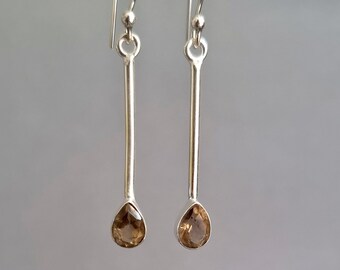 Orecchini al quarzo fumo, orecchini a goccia in argento Sterling, orecchini al quarzo fumoso, orecchini con pietre naturali, orecchini al quarzo per lei