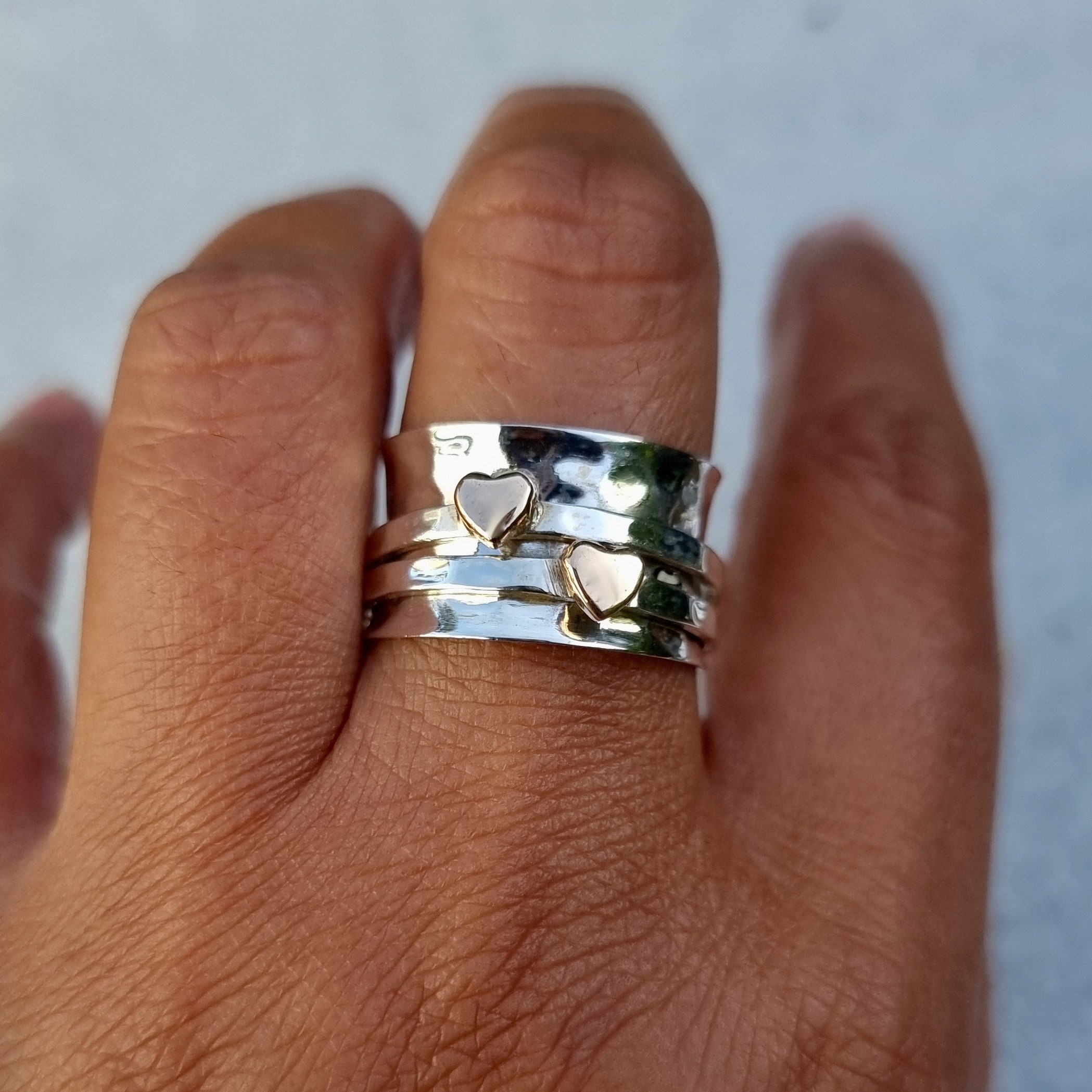 PABBEU Anillo De Ansiedad Para Mujer De Plata De Ley 925, Anillo