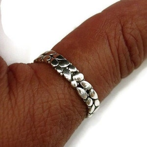 Pebble 925 Silver Stacking Ring, 925 Silver Thumb Ring, Size US 5 1/4 UK J, Boho Rings, Narrow Silver Band Women, Mistry Gems, R13