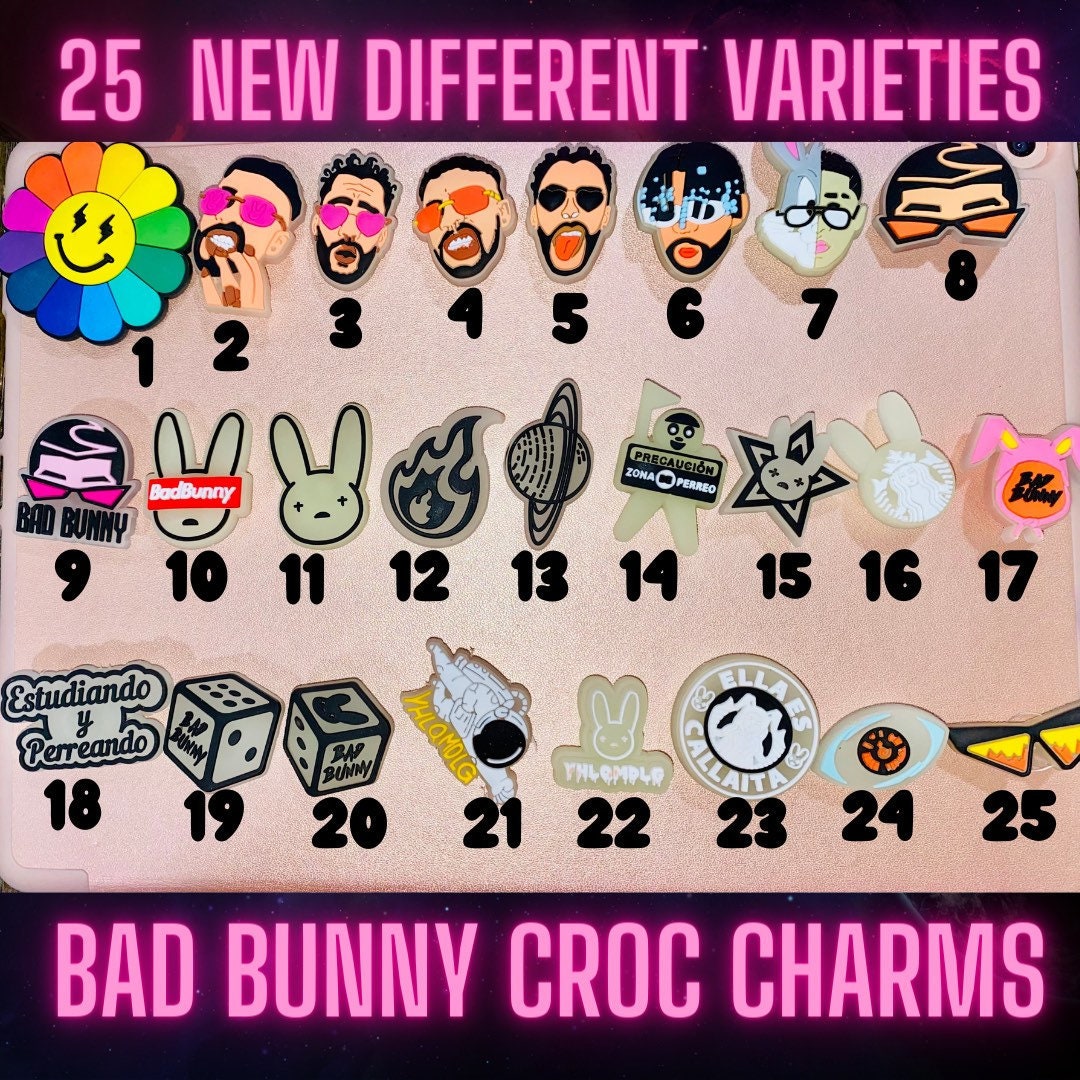 Bad Bunny shoe charms , glow in the dark