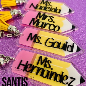 Personalized Teacher keychains, teacher appreciation gift, pencil keychain, teacher gift personalized, teacher appreciation week