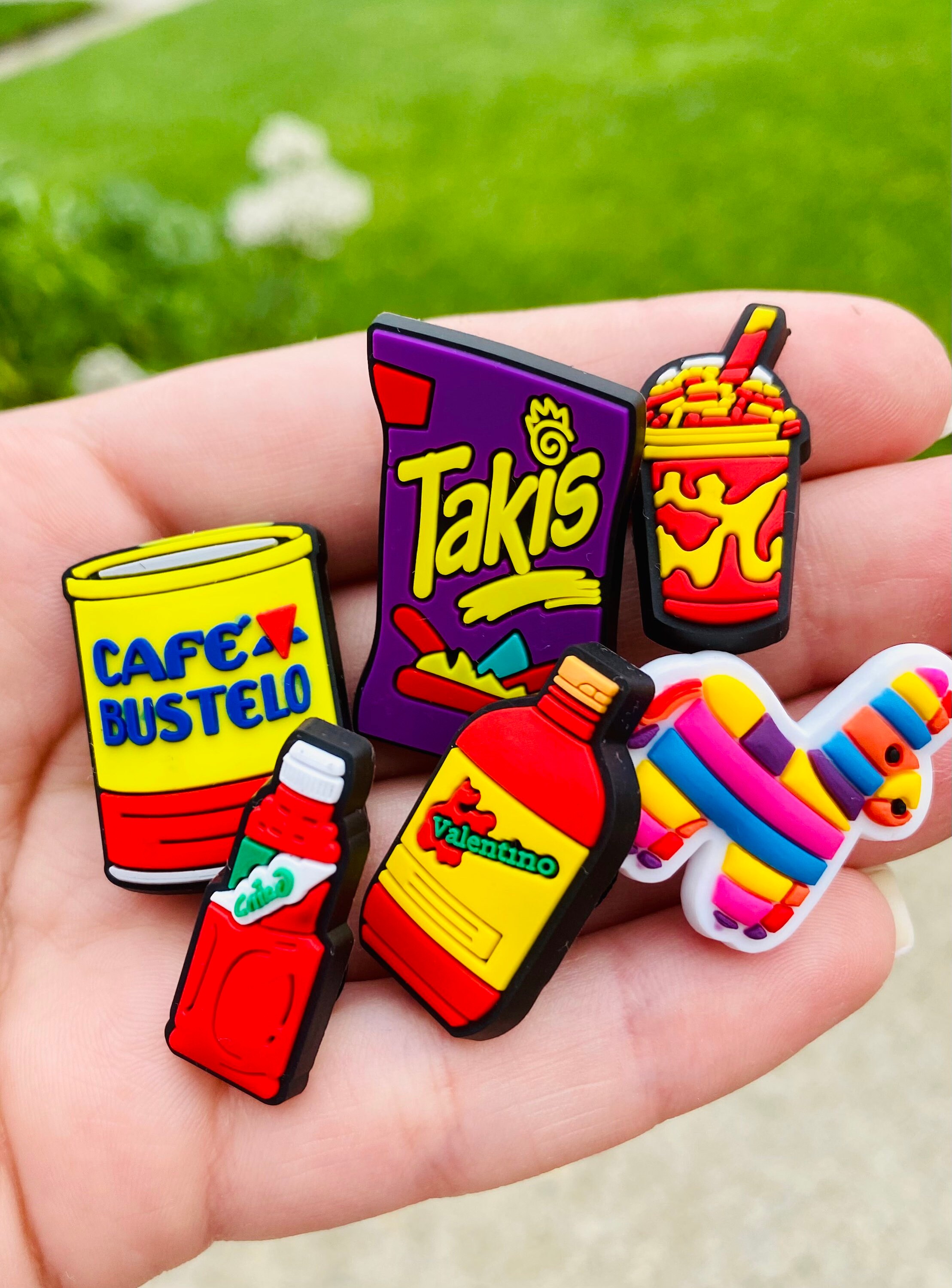 Mexican Latino inspired shoe charms, takis, concha, jarritos, abuelit…