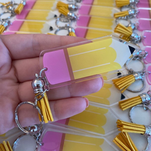 Blank Teacher Pencil Keychain Etsy