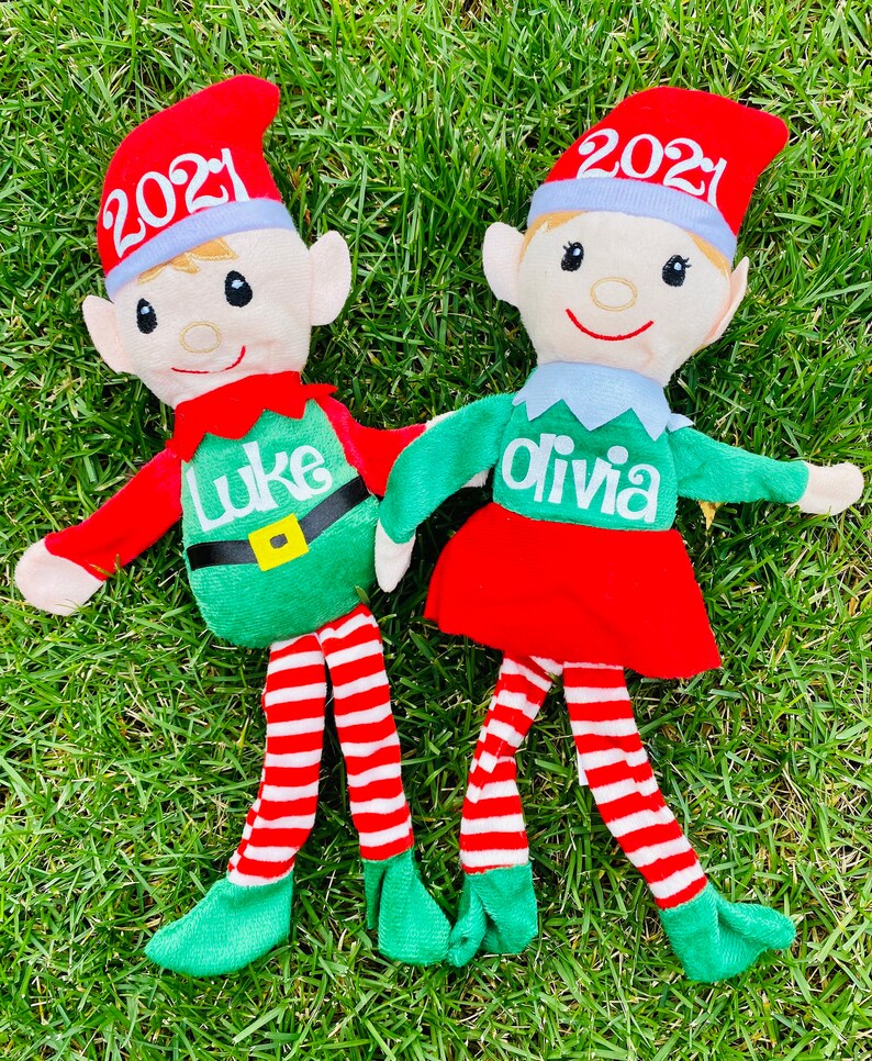 Personalized Christmas Elves Girl Elves Boy Elves Stocking Etsy