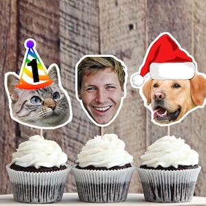 custom cupcake toppers, cupcake toppers, custom photo cupcake toppers, custom face cupcake toppers, face on a stick, party decorations
