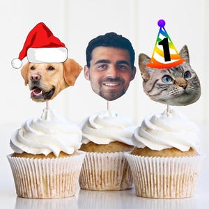 custom cupcake toppers, cupcake toppers, custom photo cupcake toppers, custom face cupcake toppers, face on a stick, pet cupcake toppers