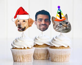 Custom Cupcake Toppers, Cupcake Toppers, Custom Face Cupcake Toppers, Custom Face, Face Cupcake Toppers, Face On A Stick