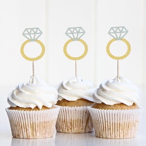 Bridal shower cupcake toppers, Wedding Cupcake Toppers, bridal shower cupcake toppers, Engagement Party, Ring Cupcake Topper, Bridal Shower