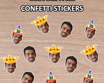 Pegatinas de confeti con caras personalizadas: Decoraciones personalizadas para fiestas