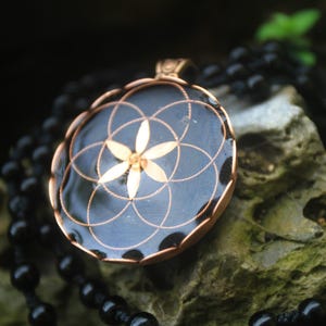 Orgonite Shungite Pendant | EMF Harmonizer | Seed of Life Pendant | 5G EMF orgonite protection necklace | sacred cubit pendant| MIni Cubit