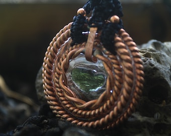 Colgante de anillo tensor-"Portal de Moldavita del Santo Grial 5"(sigue tu intuición-Chakra del corazón PODEROSAS herramientas de ascensión)