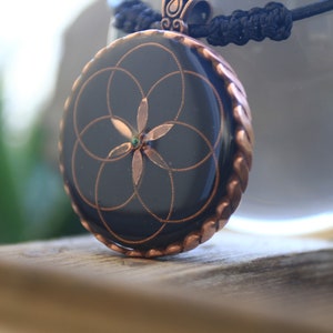 Orgonite -  Black Seed of Life pendant (with shungite and tensor ring)