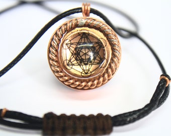 Orgonite pendant - Metatron Cube (Tensor Ring)