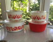 Set of Four Pyrex Friendship Casseroles Dishes with Lids