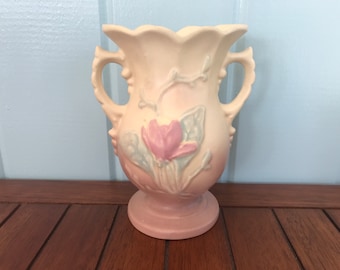 Hull Pottery Magnolia Pink and Yellow Vase