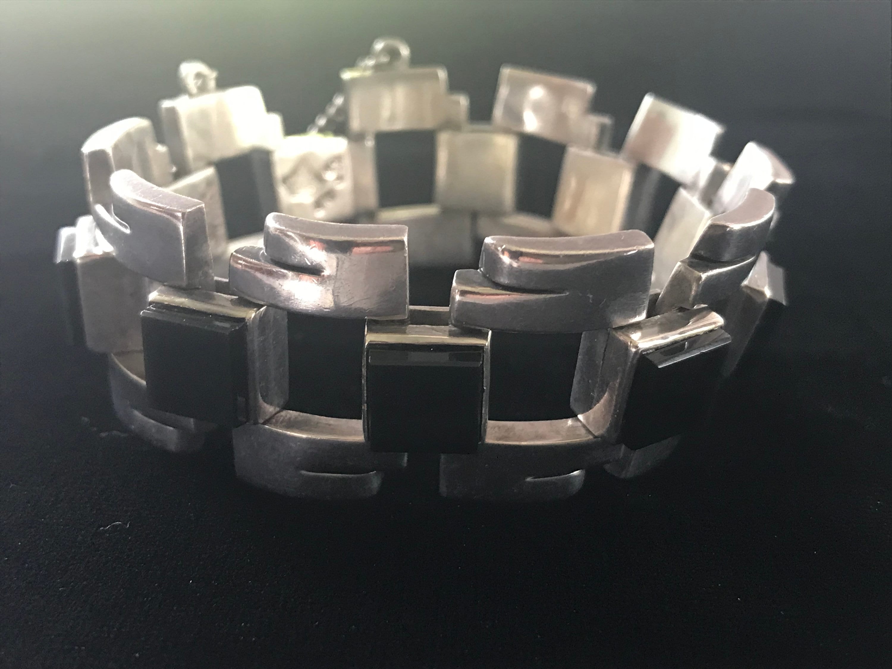 Vintage Antonio Pineda 980 Silver/Copper Bracelet, Taxco Silver 8 1/4