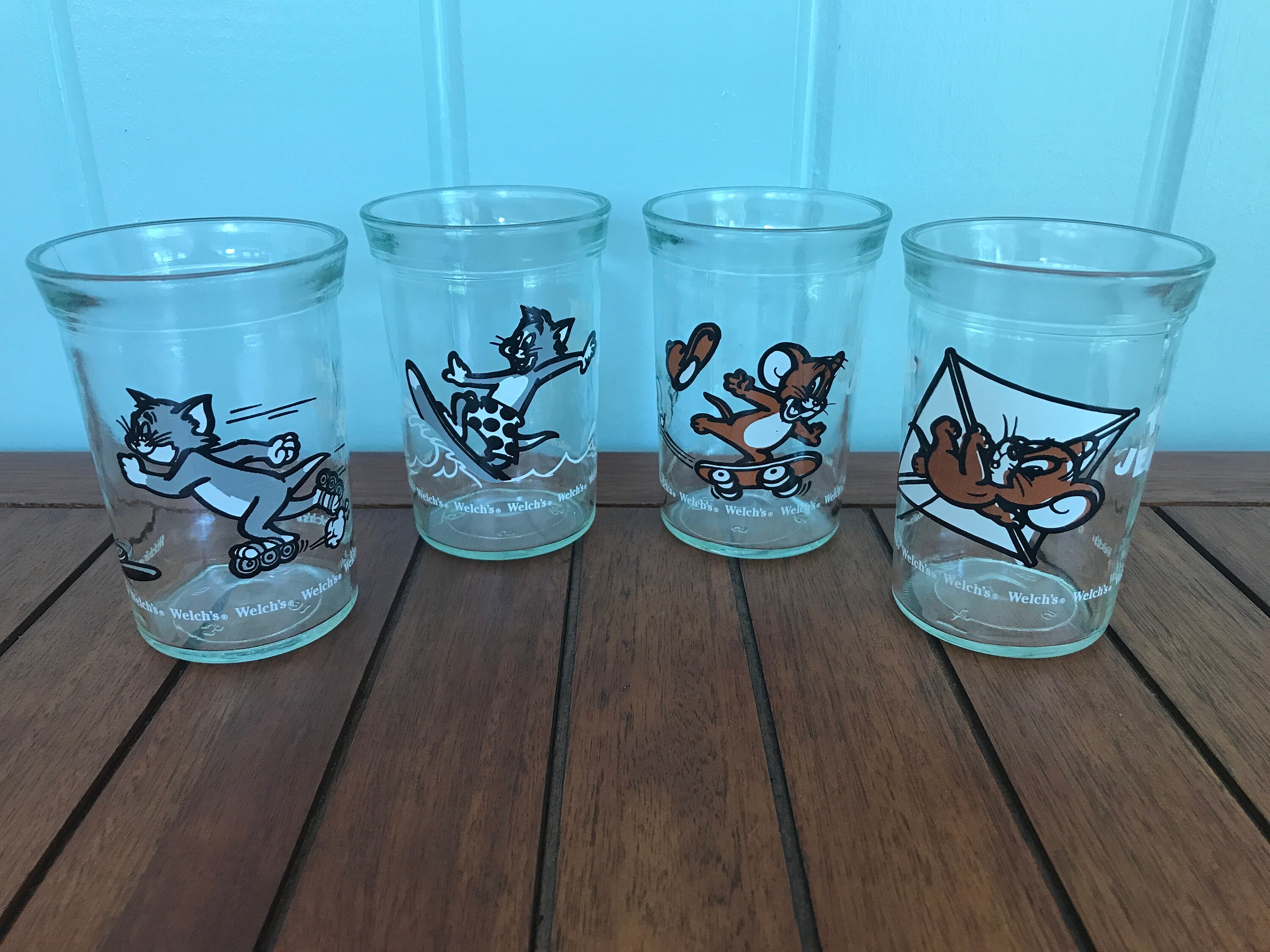 One 1990 Welch's Jelly Jar Glass - Tom and Jerry - Tom