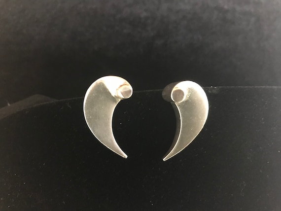 Vintage Antonio Piñeda of Taxco Sterling Silver Earrings - Comma Design