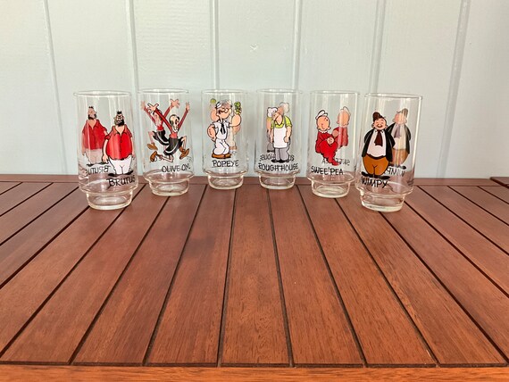 One 1975 Coca-cola Kollect-a-set Series Popeye Glass Brutus, Olive 