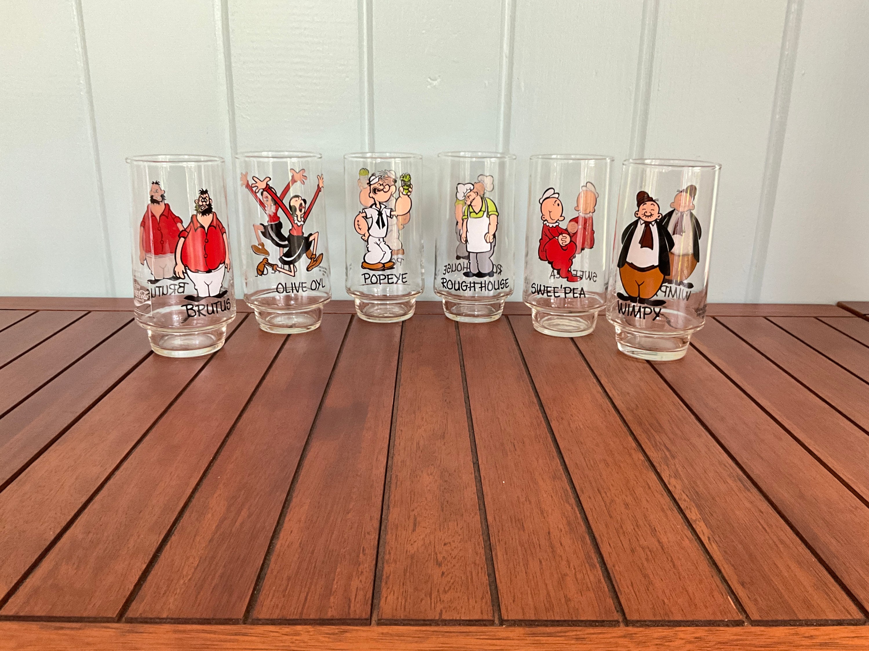 One 1975 Coca-Cola Kollect-A-Set Series Popeye Glass - Brutus, Olive Oyl, Popeye, Rough House, Swee’ Pea, Wimpy