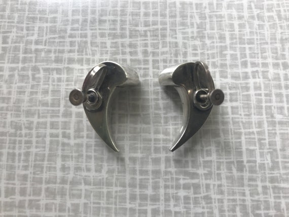Vintage Antonio Piñeda of Taxco Sterling Silver Earrings - Comma Design View 3