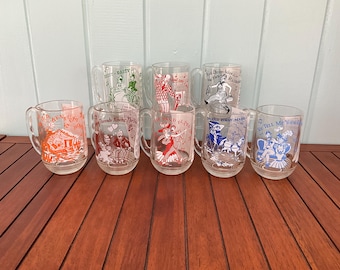One Hazel Atlas Glass Mug Songs from Long Ago - Sheet Music / Song Glass Mug / Cup