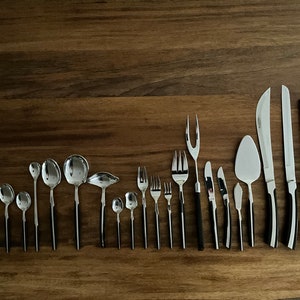 One Mid Century Danish Modern Eldan Black Handle Stainless Silverware / Flatware - Replacement Pieces