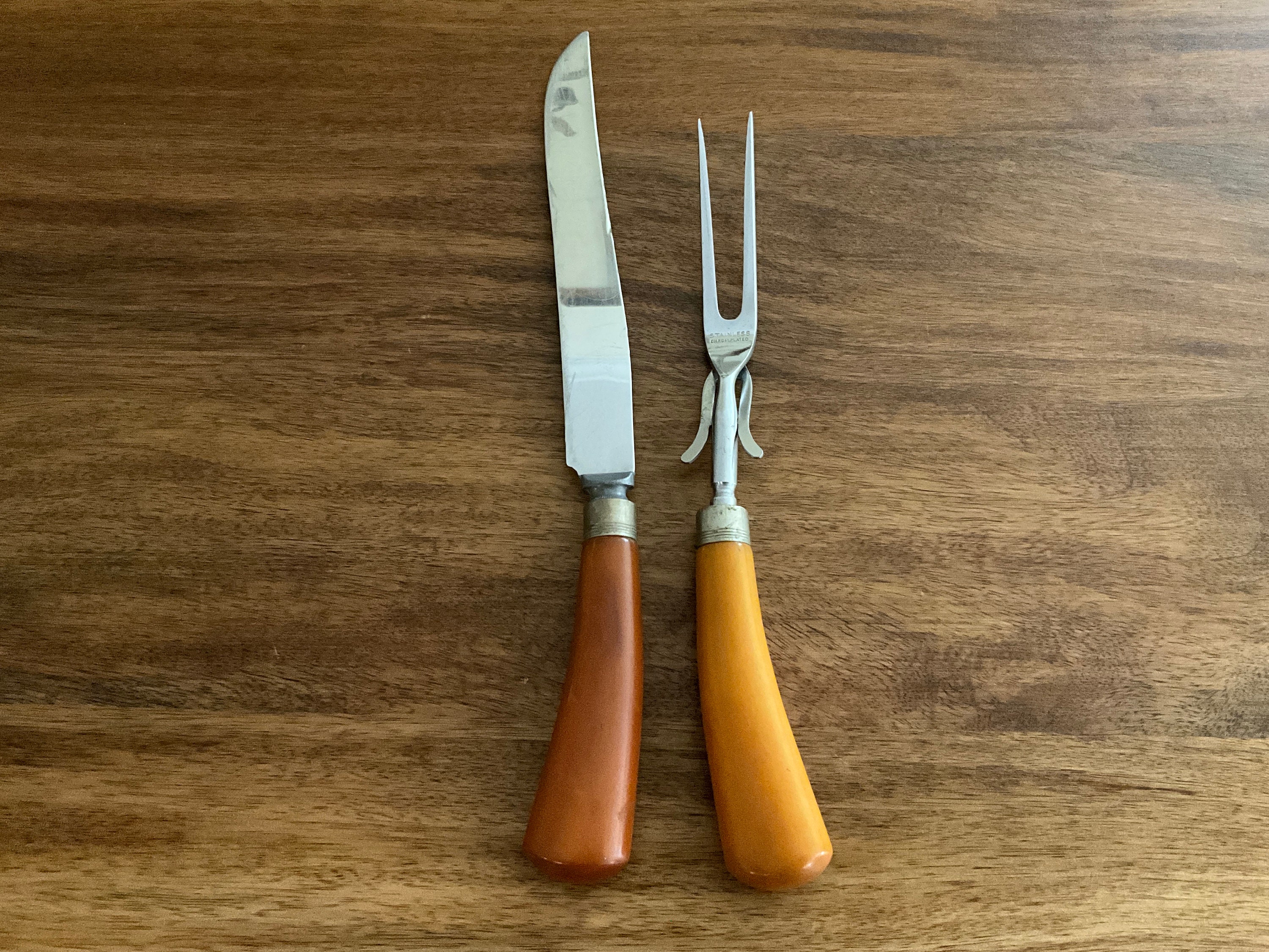 Vintage Carving Set With Bakelite Handles Carving Knife Carving Fork Etsy Australia