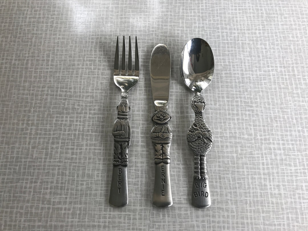 Gorham Muppets Sesame Street Bert, Ernie, and Big Bird Stainless Steel