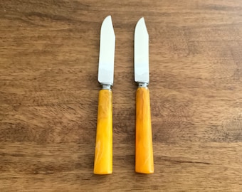 Two Stainless Steel Knives with Bakelite Handles