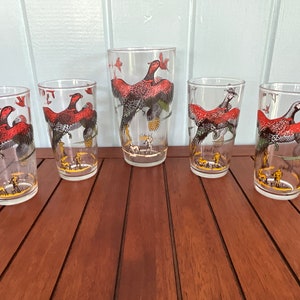 Pebbled Rocks Glasses / Vintage Pheasent Pebbled Rocks Glasses Set of 8 /  West Virginia Pheasant Glass Set / Pebbled Rock Drinking Glass Set 