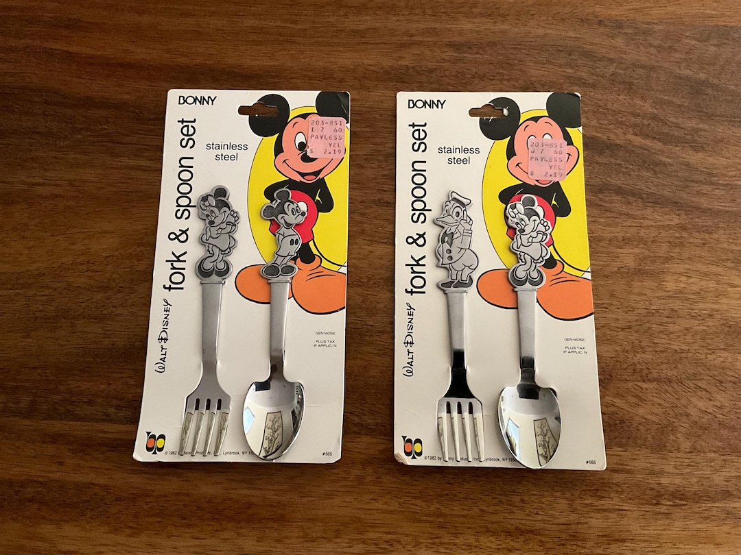 Walt Disney Mickey Mouse Stainless Steel Silverware / Flatware Set by ...