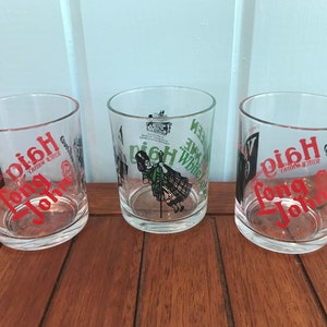 Three Haig Vat 69 Queen Anne White Label and Long John Ballantine’s Scotch Whisky Glasses