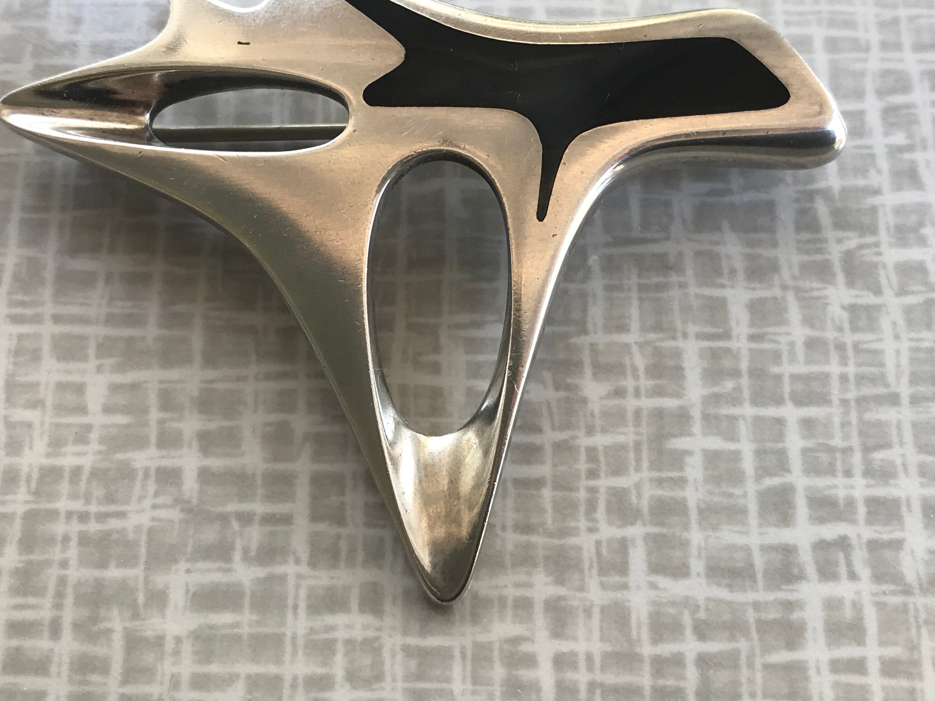 Vintage Georg Jensen Sterling Silver and Black Enamel Abstract