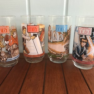1983 Star Wars Return of the Jedi Burger King Coca-Cola Glass- Replacement Glass / Set- Luke Skywalker, Han Solo, Princess Leia, Darth Vader