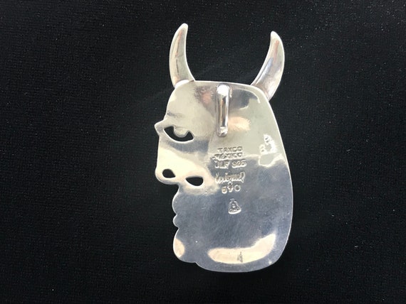 Vintage Miguel Garcia Martinez Taxco Silver Bull Face / Human Face
