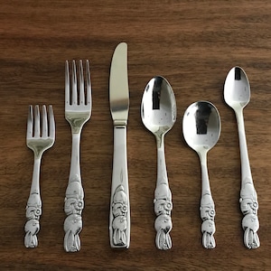 Oneida Silver Community Stainless Silverware / Flatware - Youth Spoon, Fork, Knife; Toddler Spoon, Fork; Infant Feeding Spoon - Peter Rabbit
