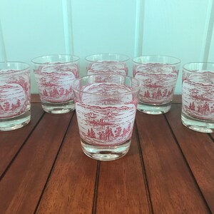 Memory Lane by Royal - Six Vintage Riverboat / Steamboat / Paddlewheel River Scene Lowball Glasses