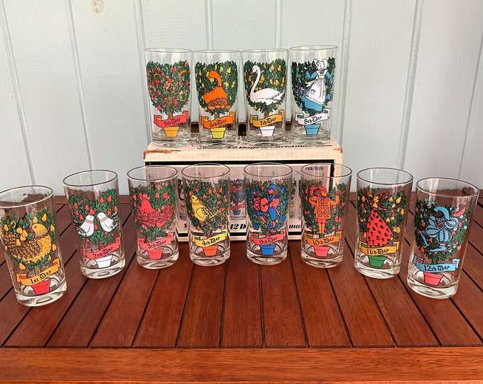 12 Days of Christmas Glasses From Glassware by Brockway in the Original