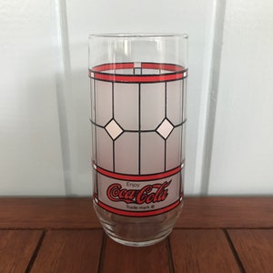 One Cola-Cola Stained Glass Design Coke Glass by Libbey